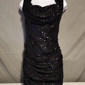 PrettyLittleThing Black Strapless Sequin Dress
